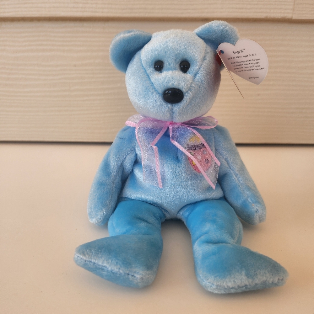 TY "EASTER" Plush Beanie Baby Bear Named "EGG II", NWT, (PART of 3/$15 Sale)